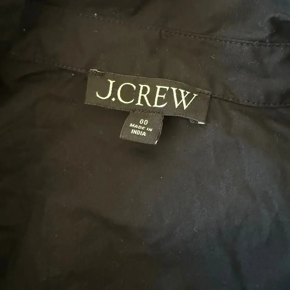 j.‎ crew fitted-waist shirtdress stretch cotton poplin black by926 women size 00